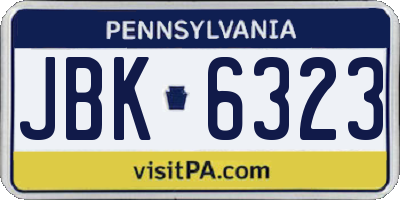 PA license plate JBK6323