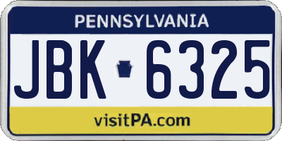 PA license plate JBK6325
