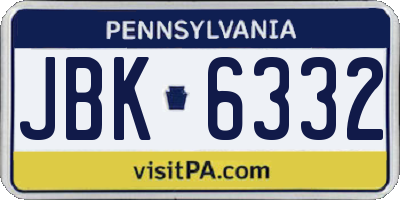 PA license plate JBK6332