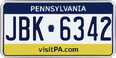 PA license plate JBK6342
