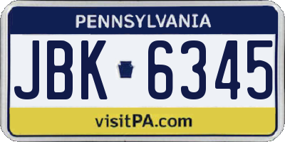 PA license plate JBK6345
