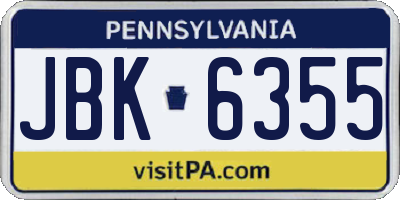 PA license plate JBK6355