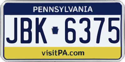PA license plate JBK6375