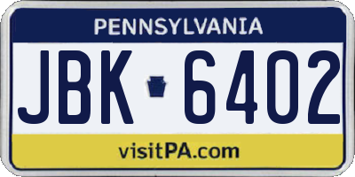 PA license plate JBK6402
