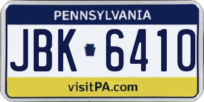 PA license plate JBK6410
