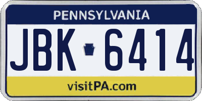 PA license plate JBK6414