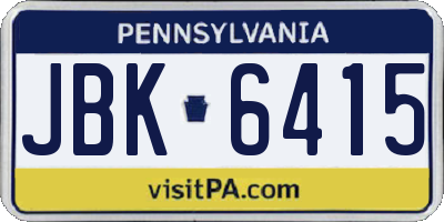PA license plate JBK6415