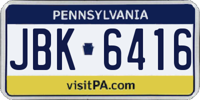 PA license plate JBK6416