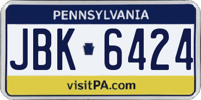 PA license plate JBK6424