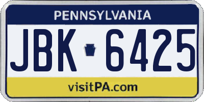 PA license plate JBK6425