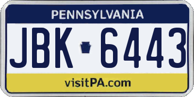 PA license plate JBK6443