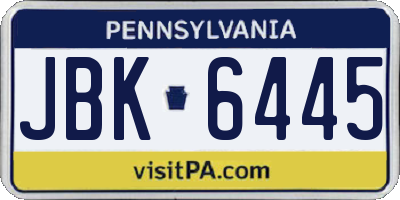 PA license plate JBK6445