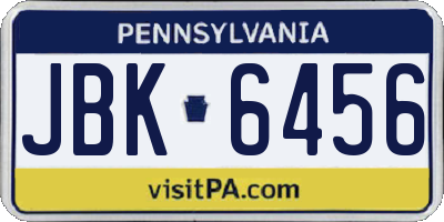 PA license plate JBK6456