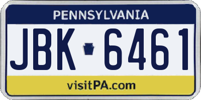 PA license plate JBK6461