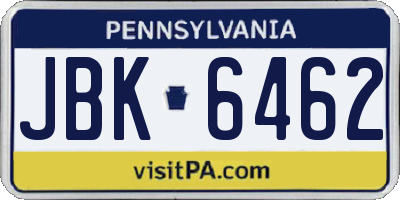 PA license plate JBK6462