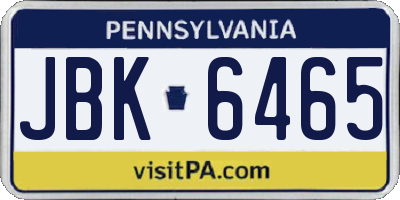 PA license plate JBK6465