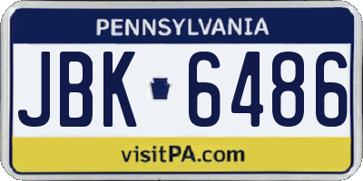 PA license plate JBK6486