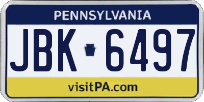 PA license plate JBK6497