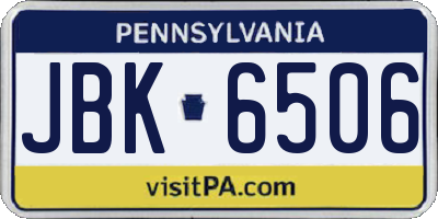 PA license plate JBK6506