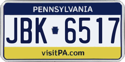 PA license plate JBK6517