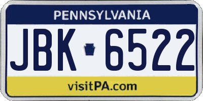 PA license plate JBK6522