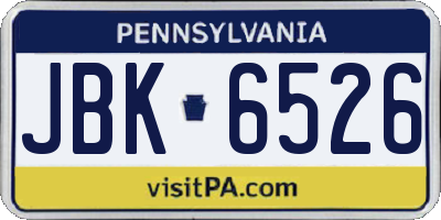 PA license plate JBK6526