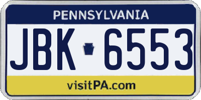 PA license plate JBK6553