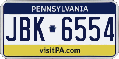 PA license plate JBK6554