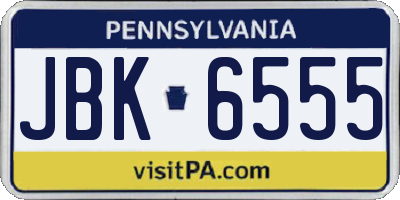 PA license plate JBK6555