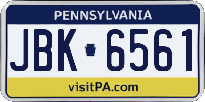 PA license plate JBK6561