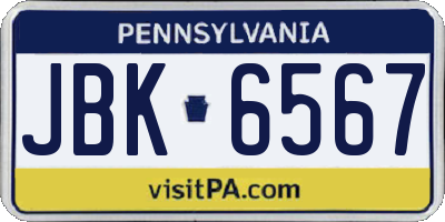 PA license plate JBK6567