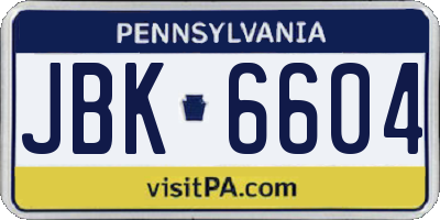 PA license plate JBK6604
