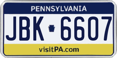 PA license plate JBK6607