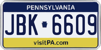 PA license plate JBK6609
