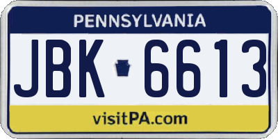 PA license plate JBK6613