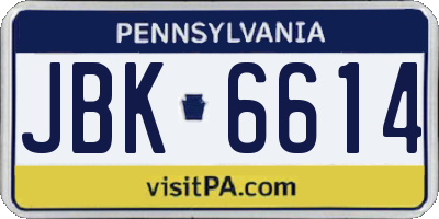 PA license plate JBK6614