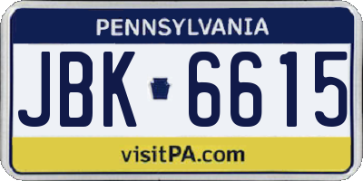 PA license plate JBK6615
