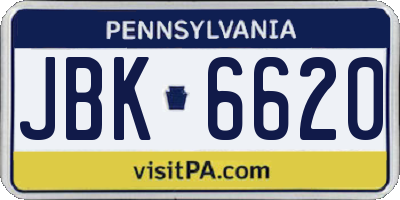 PA license plate JBK6620