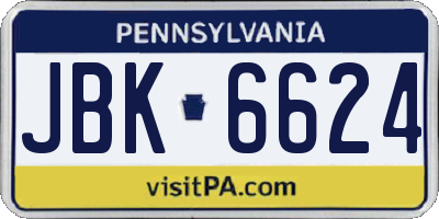 PA license plate JBK6624