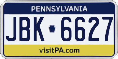 PA license plate JBK6627