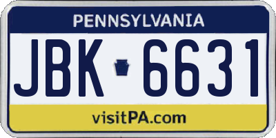 PA license plate JBK6631