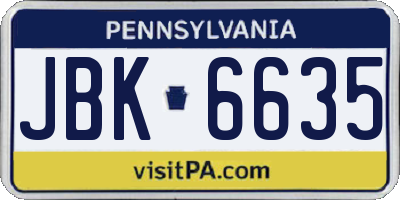 PA license plate JBK6635
