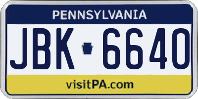 PA license plate JBK6640