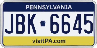 PA license plate JBK6645