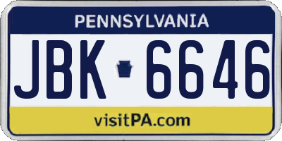 PA license plate JBK6646