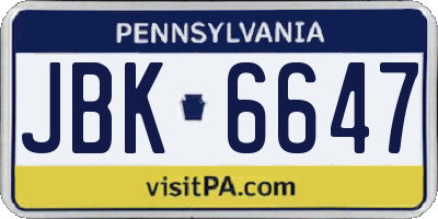 PA license plate JBK6647