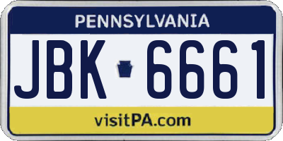 PA license plate JBK6661