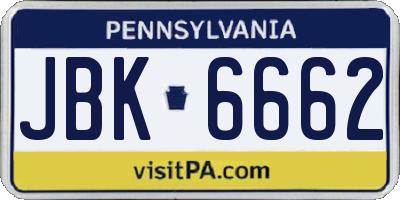 PA license plate JBK6662