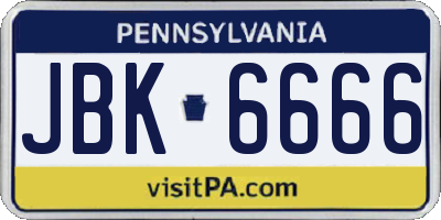 PA license plate JBK6666