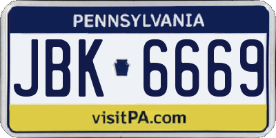 PA license plate JBK6669